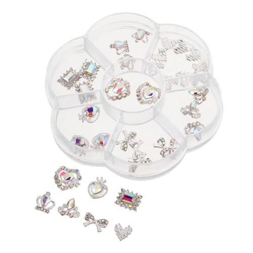 COLLBATH 1 Schachtel Herz Nail Charms aus Hochwertiger Legierung mit Funkelnden Strasssteinen Vielseitige Nagelkunst für DIY Maniküre Bastelverzierung Taschen Schmuckdekoration von COLLBATH