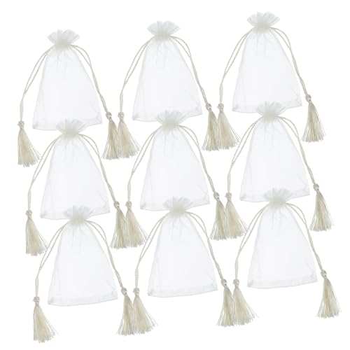 COLLBATH 10 Stück Organzabeutel Mit Quaste Und Kordelzug Beutelchen Für Schmuck Süßigkeiten Dekorative Beutel Partygeschenke Leere Kordelzugbeutel von COLLBATH