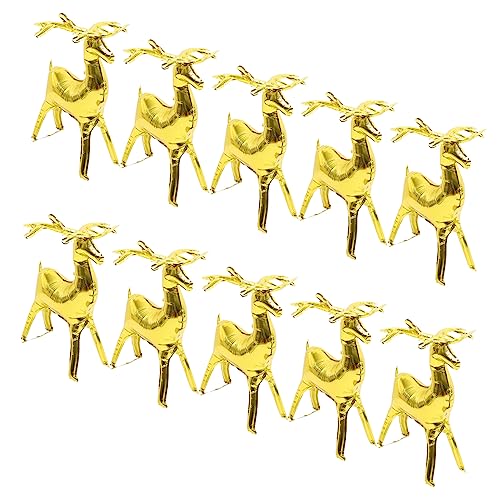 COLLBATH 10 Stück Elchballon halloween dekoration halloween-dekoration Folienballon weihnachtsfeier luftballons Reh weihnachtsballon Weihnachts-Rentier-Ballon Aluminiumfolie Golden von COLLBATH