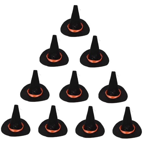 COLLBATH 10 Stück Teiliges Mini Filz Hexenhüte für Halloween Flaschen Dekoration Handgemacht Schwarz als Partygeschenk und Tischdeko für Halloween Festlichkeiten COLLBATH 10 Stück Teiliges Mini Filz Hexenhüte für Halloween Flaschen Dekoration Handgemacht Schwarz als Partygeschenk und Tischdeko für Halloween Festlichkeiten von COLLBATH