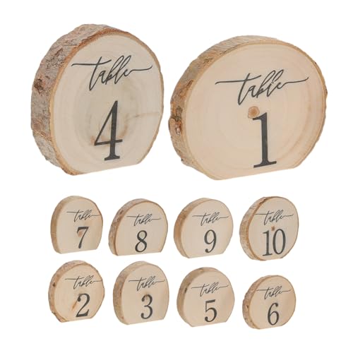 COLLBATH 10 Stück Tischnummernkarten Aus Holz Rinde Tischnummern Für Tafelaufsätze Rustikale Tischmarkierungen Für Hochzeiten Babypartys Tischdekorationen Rustikale Tischnummern von COLLBATH