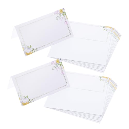 COLLBATH 100 Stück Blumige Platzkarten mit Elegantem Design Bedruckbar und Klappbar für Hochzeit Empfang Party Bankett Vielseitige Gästename Karten für Tischdekoration und Sitzordnung von COLLBATH