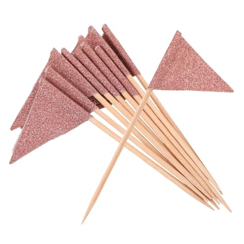 COLLBATH 12stücke Dreieckige Party-fahnen Stäbchen Für Kuchendekorationen Cupcake-topper Dessert-picker Party-obststäbchen Vorspeisen-picker Cocktail-topper Und Kuchenfahnendekor von COLLBATH