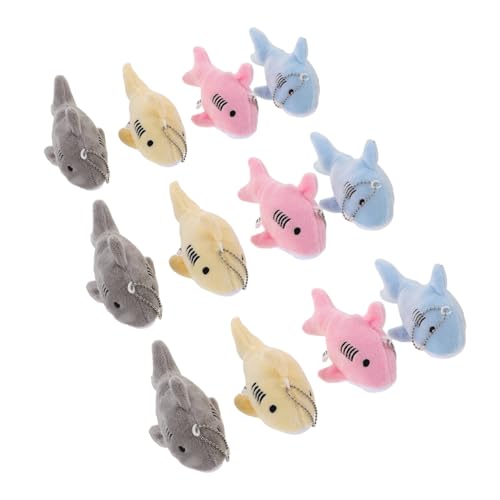 COLLBATH 12 Stück Teiliges Plüsch Hai Schlüsselanhänger Niedliche Mini Stofftier Anhänger Vielseitige Taschen Rucksackdeko Geschenkidee für Mädchen Bunte Meeres-tier Charms Partyfüllung von COLLBATH