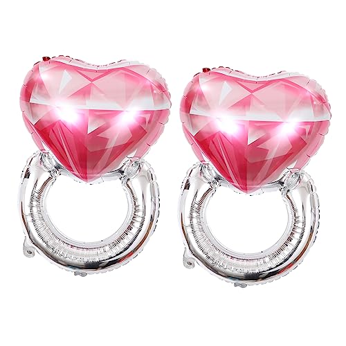 COLLBATH 2 Stück Aluminiumfolienballon Diamantringballon Bachelorette Valentinstag Hochzeitsballon Weiß Glänzend Brautpartyballons Verlobung Papaförmige Ringe Eheringballon Rosa von COLLBATH