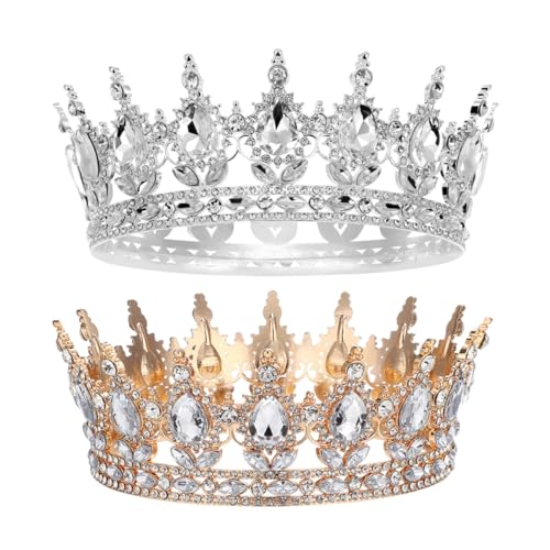 COLLBATH 2 Stück Europäische Strass Tiara für Bräute Funkelnde Krone für Hochzeitsfeiern Fotografie und Feiern von COLLBATH
