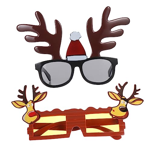 COLLBATH 2 Stück Lustige Weihnachtsbrille mit Rentiergeweihen und Kopf für Partys Weihnachtsdeko für Erwachsene Festlichkeiten und Cosplay von COLLBATH