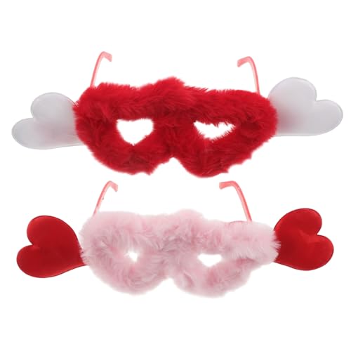 COLLBATH 2 Stück Teiliges Herzförmige Flauschige Sonnenbrille Plüsch Velvet Partybrille Leicht Langlebig Für Damen Herren Kostüm Karneval Valentinstag Accessoire von COLLBATH