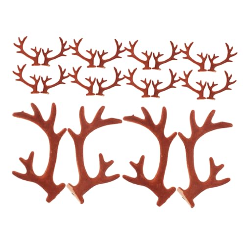 COLLBATH 20 Stück Teiliges DIY Hirschgeweih aus Plüsch für Haarreif Basteln Weiche Sichere Weihnachtsdeko Zubehör für Stirnband Kopfschmuck und Haaraccessoires Braune Geweihstücke für von COLLBATH