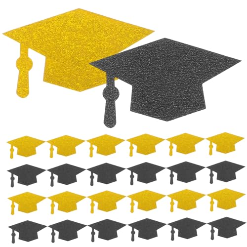 COLLBATH 200 Stück Arzt Hut Dekoration Kernstück Kappen Konfetti in Junggesellenhutform Junggesellin Mittelstücke Grad Schule Abschluss Konfetti Lieferungen für die Abschlussfeier Silber von COLLBATH