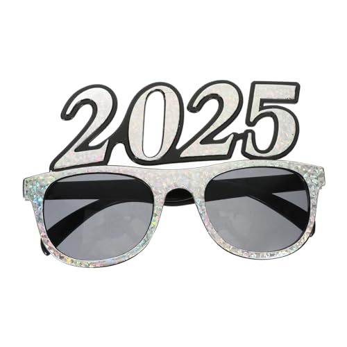 COLLBATH 2025 Digitale Brille Neujahrsparty-brillen Rahmen Lustige Partybrille Frohe Silvesterbrille Foto-requisiten Für Das Neue Jahr Frohes Neues Jahr Brille Stk Silver von COLLBATH