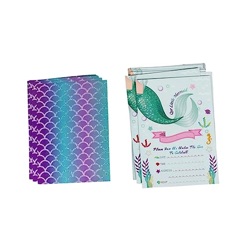 COLLBATH 24 Stück Fischschwanzladung the wedding invitation mermaid party meerjungfrauen party Partyeinladungen Deckel Karte Dekorationen lädt ein Briefumschläge mit Foto Umschlag verpacken von COLLBATH