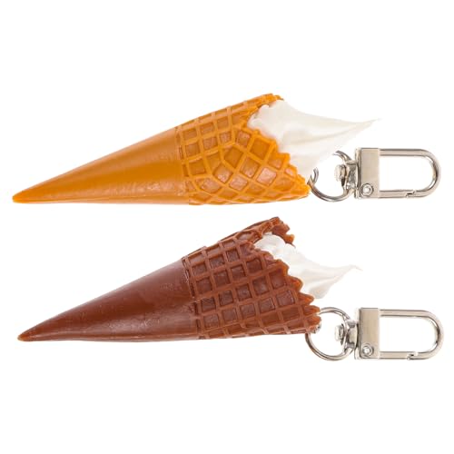 COLLBATH Schlüsselanhänger-set Mit Eistütenhalter 2-teilig Flauschiger Pvc-schlüsselring Dekoration Für Taschen Geldbörsen von COLLBATH