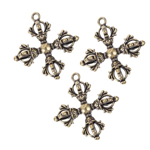 COLLBATH 3 STÜCKE Teiliges Messing Buddhistische Vajra Charms Fein Gravierte Retro Schlüsselanhänger Halsketten und Armbänder Symbolische Schutzamulette mit Detailreicher Handwerkskunst von COLLBATH