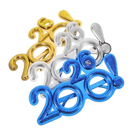COLLBATH 3 Stück Silvester Brillen mit Glitzer Dekor Leichte Bequeme Partybrillen für Neujahrsfeiern Unisex Fotoaccessoires mit Auffälliger Zahlen Ausrufezeichen-verzierung von COLLBATH