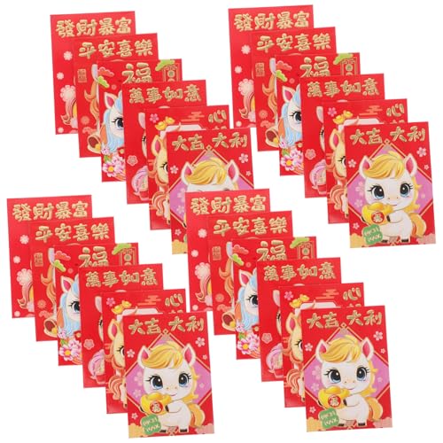 COLLBATH 300 Stück Chinesische Rote Umschläge Hong Bao Glücksumschläge für Geldgeschenke für Neujahr Hochzeiten und Geburtstagsfeiern Pferdemotiv von COLLBATH