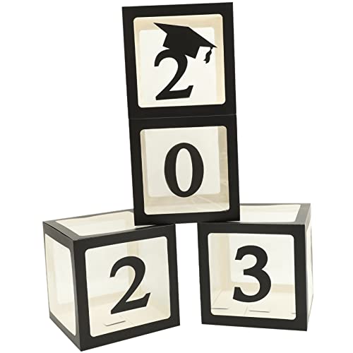 COLLBATH 4 Stück Boxen Abschluss dekorative Ballonbox Rosa Zahlen party decoration party dekoration Abschlussballonboxen Ballonhülle für die Abschlussfeier goldene Ballonboxen Papier Black von COLLBATH