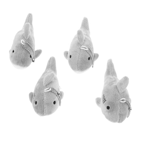 COLLBATH 4 Stück Cartoon Hai Puppe Modell Stofftier Charme Cartoon Stofftier Schlüsselanhänger Mini Hai Puppe Grau Metall von COLLBATH