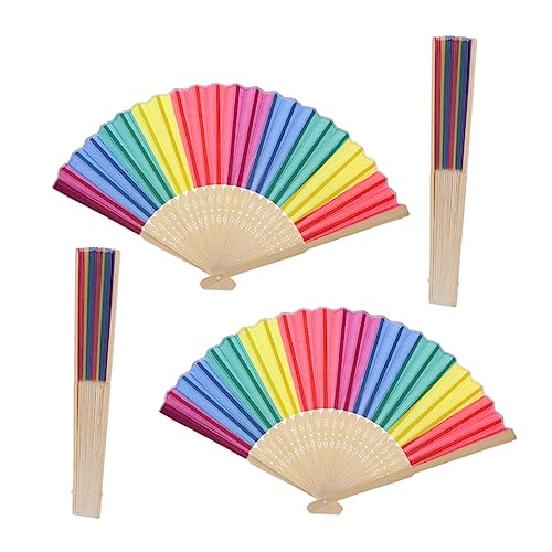 COLLBATH 4 Stück Fächer aus Bunte Klappbare Fächer für Tanz und Hochzeiten für Dekoration und Langlebig und Farbenfroh von COLLBATH