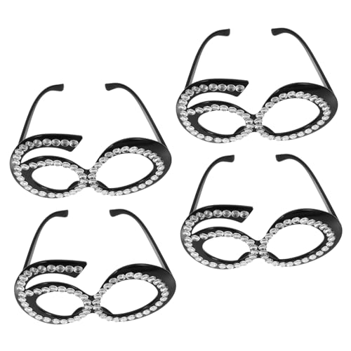 COLLBATH 4 Stück Glitzernde Zahlenbrille Wiederverwendbar Leicht Geburtstag Fotorequisiten Jahrestag Party Accessoires Komfortabel Für Erwachsene von COLLBATH