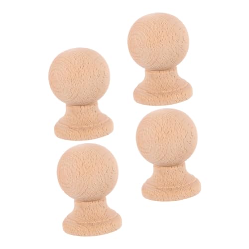 COLLBATH 4 Stück Handgeschnitzte Holz Standpfosten aus Nachhaltigem Hartholz Römischer Stil Kleine Dekorative Holzornamente für Diy Projekte Möbel und Wohnraumgestaltung Khaki von COLLBATH