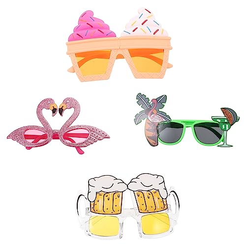 COLLBATH 4 Stück Hawaiian Partybrillen Lustige Sonnenbrillen für Foto Props für Hawaii Partys Strandfeste und Kostümbälle Langlebiges Plastikdesign Einzigartige Formen und Stil von COLLBATH