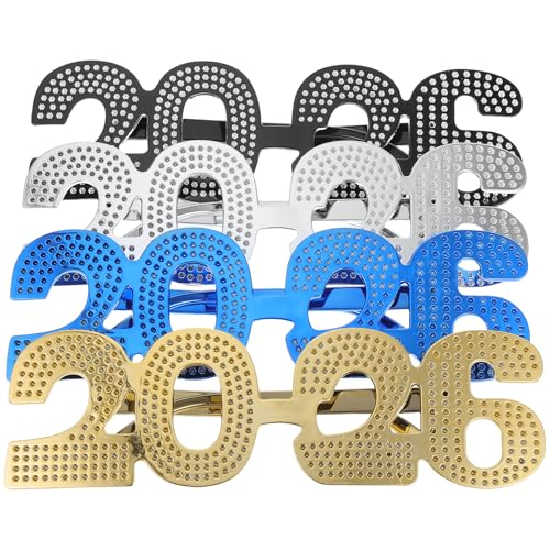 COLLBATH 4 Stück Neujahrsbrillen 2026 – Frohes neues Jahr, Glitzer-Zahlenbrille, lustige Fotoautomaten-Requisiten für 2026, Partyzubehör für Feiern COLLBATH 4 Stück Neujahrsbrillen 2026 – Frohes neues Jahr, Glitzer-Zahlenbrille, lustige Fotoautomaten-Requisiten für 2026, Partyzubehör für Feiern von COLLBATH