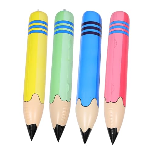 COLLBATH 4 Stück Teiliges Aufblasbare Riesenstifte PVC Buntstift Ballons Realistische Schuldekoration Kreative Spielzeuge für Einschulung Abschlussfeier Klassenzimmer und Foto Requisiten von COLLBATH