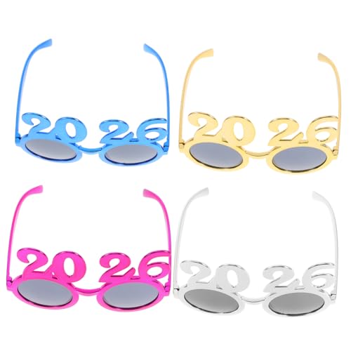 COLLBATH 4 Stück Teiliges Partybrille Lustige Neujahrsbrille für Erwachsene und Fotorequisiten für Silvesterfeiern Geburtstags und Abschlussfeiern von COLLBATH