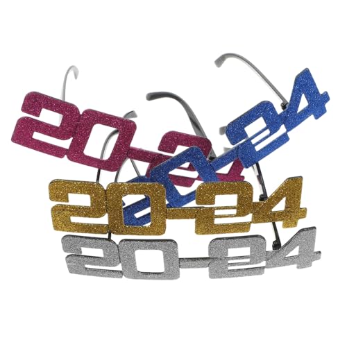 COLLBATH 4 Stück digitale Brille Partyzubehör für den Jahresabend Party-Nummer-Brille Augen Brille Zahlen schnapsgläser Party-Foto-Requisite partyzubehör brille Plastik von COLLBATH