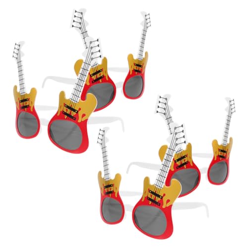 COLLBATH 4-teilige Sonnenbrillen in Form einer E-Gitarre: Kunststoffbrillen für Musikfestivals, Rockpartys – lustige Brillen für Strand-Poolpartys und Karneval von COLLBATH