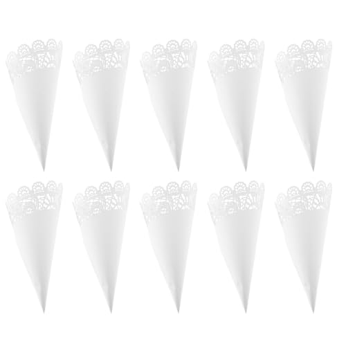 COLLBATH 40 Stück Hochzeit Konfetti Papierkegel mit Filigraner Spitzenkante Bunte Streudeko für Hochzeit Geburtstag Party und Festlichkeiten Weiß Leicht Tragbar Eleganter Blütenstreukegel von COLLBATH