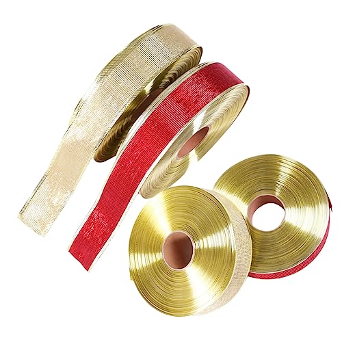 COLLBATH 4Rollen Weihnachtsband Geschenkband Und DIY Dekorationsband Für Weihnachten Bastelbedarf Für Und Weihnachtsbaum Schmuck Langlebig Und Vielseitig von COLLBATH