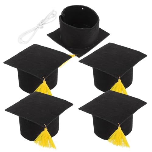 COLLBATH 5 Stück Mini-abschlusskappen Aus Filz Abschlusshüte Mit Quasten Abschluss-flaschenaufsatz Kuchendekoration Für Foto-requisiten Puppen-und Haustierparty-dekorationen von COLLBATH