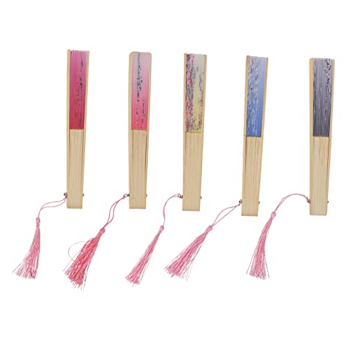 COLLBATH 5 Stück Teiliges Faltbare Handfächer im Japanischen Stil mit Blumenmuster Vintage Fächer für Hochzeiten Cosplay und Heimdekoration Zufällige Designs von COLLBATH