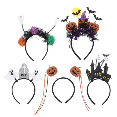 COLLBATH 5 Stück Teiliges Halloween Katzenohren Haarband Set Süße Kürbis und Geist Haaraccessoires für Partys Cosplay und Kostümierte Dekorationen Geeignet für Erwachsene von COLLBATH