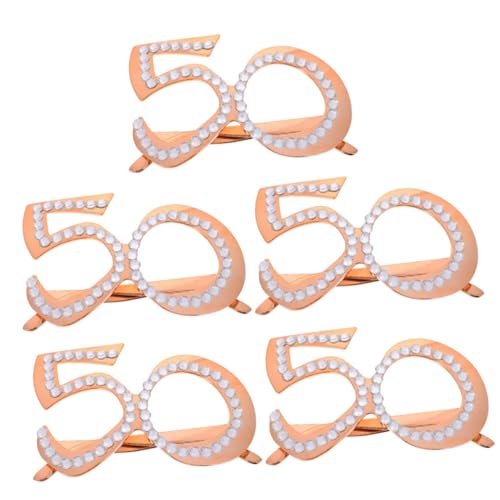 COLLBATH 5 Stück digitale Brille fünfzig Foto rahmen Gläser für Geburtstagsbrille Wiederverwendbare Brille Geburtstagsdekoration Partybrille prop Plastik Rose von COLLBATH
