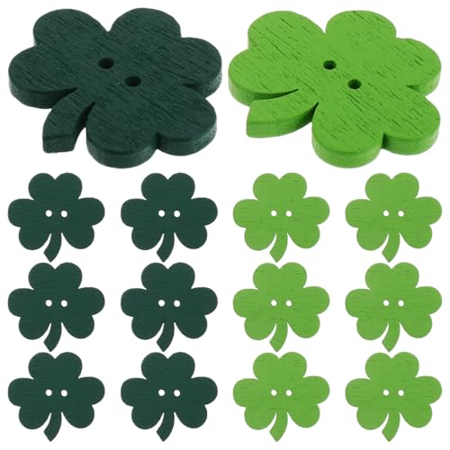 COLLBATH 50stücke Holzknöpfe Mit Kleeblatt-muster Für St Patrick's Day Robuste Näh Bastelaccessoires Für Kreative Dekorationen Und Diy-projekte von COLLBATH