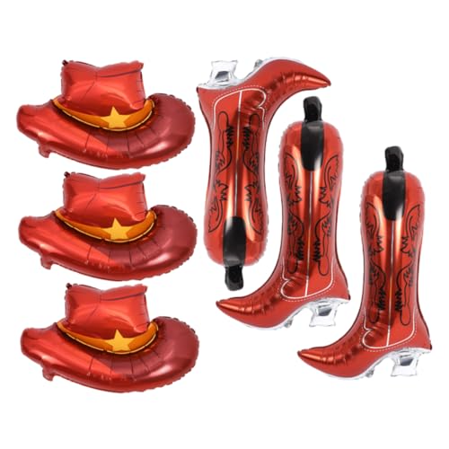 COLLBATH 6 Stück Cowboyhut und Stiefel aus Aluminiumfolie für Junggesellenabschied und Western Geburtstagsfeiern Langlebige und Auffällige Dekorationen von COLLBATH