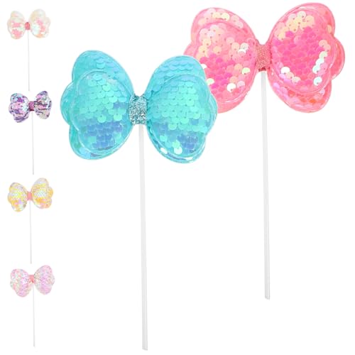 COLLBATH 6 Stück Glitzernde Schleifen Cupcake Topper für Geburtstagsfeiern Farbenfrohe Kuchendekorationen für Shower Hochzeiten und Partys von COLLBATH