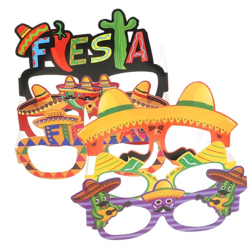 COLLBATH 6 Stück Teiliges Mexikanische Partybrillen aus Papier Leichte Foto-requisiten für Karneval Fiesta Motto-party Zubehör für Erwachsene und Bunte Mexikanische Themenspaß Accessoires von COLLBATH