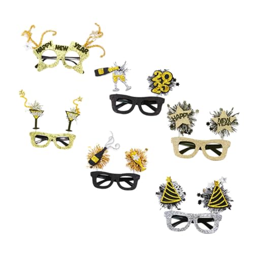 COLLBATH 6 Stück Teiliges Neujahrsbrillen Robustem Kunststoff Stilvolle Partybrillen für Silvester-feiern Bequeme Langlebige Eyewear als Foto-requisiten für Erwachsene von COLLBATH