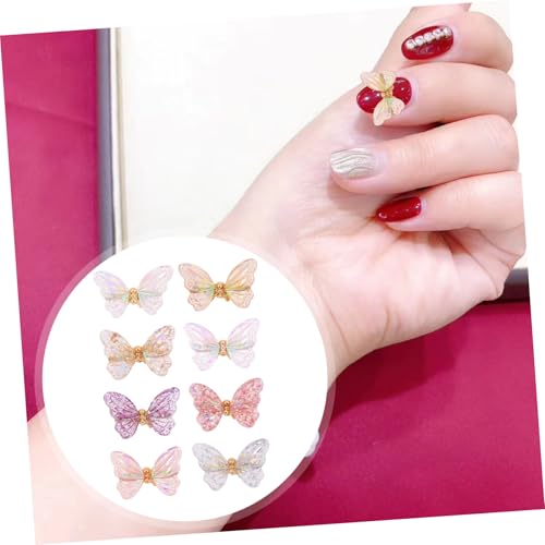 COLLBATH 8 Stück Teiliges Schmetterling Nail Charm für Nageldesign Bunte Schillernde Maniküre Dekoration Einfach Anzubringen für DIY Nail Art und Partys von COLLBATH