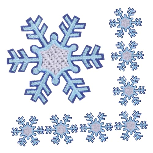 COLLBATH 8 Stück Teiliges Schneeflocken-stickerei-aufnäher Kleidung Hüte Schuhe Weiche Beständige Stoffapplikationen Vielseitig für Diy-projekte Winterdekoration von COLLBATH