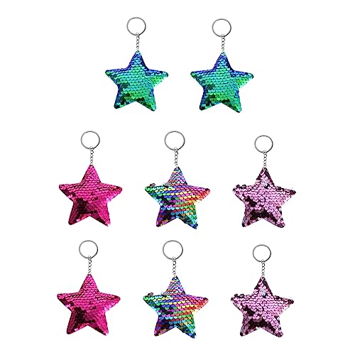 COLLBATH 8 Stück Teiliges Weihnachtsstern Schlüsselanhänger mit Flip Sequins Bunte Schlüsselringe für Taschen und Partydekoration Xmas Accessoires für Festliche Anlässe von COLLBATH
