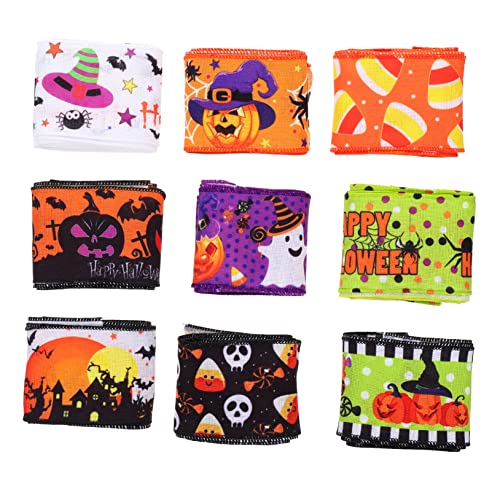 COLLBATH 9 Rollen Dekoratives Band Weihnachtsband Satinband Halloween-bastelband Dekoration Schwarzes Band Schneidbares Geschenkband Schleife Cartoon-band Bunt Für Wickelband Eisendraht von COLLBATH
