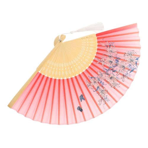 COLLBATH Faltbarer Japanischer Tanz Handfächer Rot mit Trompetenblumen Leichter Klassischer Fächer für Tai Chi Bühnenperformance Dekoration und Alltag Traditioneller Faltbarer COLLBATH Faltbarer Japanischer Tanz Handfächer Rot mit Trompetenblumen Leichter Klassischer Fächer für Tai Chi Bühnenperformance Dekoration und Alltag Traditioneller Faltbarer von COLLBATH