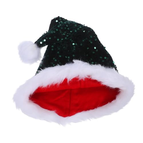 COLLBATH Festliche Weihnachtsmütze mit Glitzernden Pailletten Verstellbar für Erwachsene Doppellagig mit Dickem Grünem Plüsch als Party accessoire für Weihnachten Silvester und Karneval COLLBATH Festliche Weihnachtsmütze mit Glitzernden Pailletten Verstellbar für Erwachsene Doppellagig mit Dickem Grünem Plüsch als Party accessoire für Weihnachten Silvester und Karneval von COLLBATH