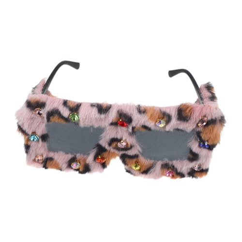 COLLBATH Flauschige Plüsch Sonnenbrille mit Funkelnden Strasssteinen Quadratischer Rahmen Weicher Komfort Glamouröse Masquerade Party Sonnenbrille für Fotos und Kostüme von COLLBATH