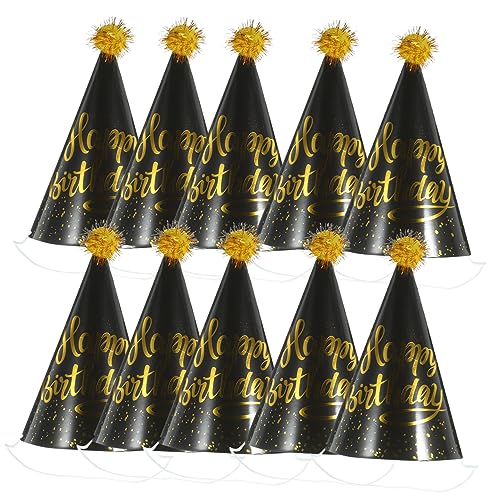 COLLBATH 10 Stück Wiederverwendbare Geburtstagskappen Happy Birthday Partyhüte Bequeme Geburtstagskappen Aus Papier Für Erwachsene Goldfolie Kuchenhut Dekorationen Party-kopfbedeckungen von COLLBATH